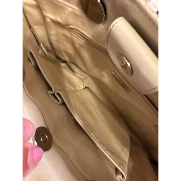 Talbots Woven Sequin-Accented Handbag Chain Straps Beige Black Elegant Tote Bag - Picture 8 of 11